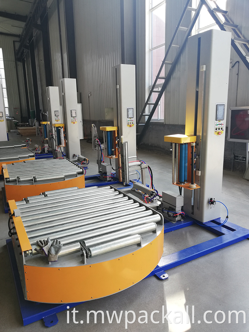 Tipo di prestiro: avvolgi pallet automatico in linea di dimensioni 1,2 * 1,2 * 1,8 m con controllo PLC per la vendita calda